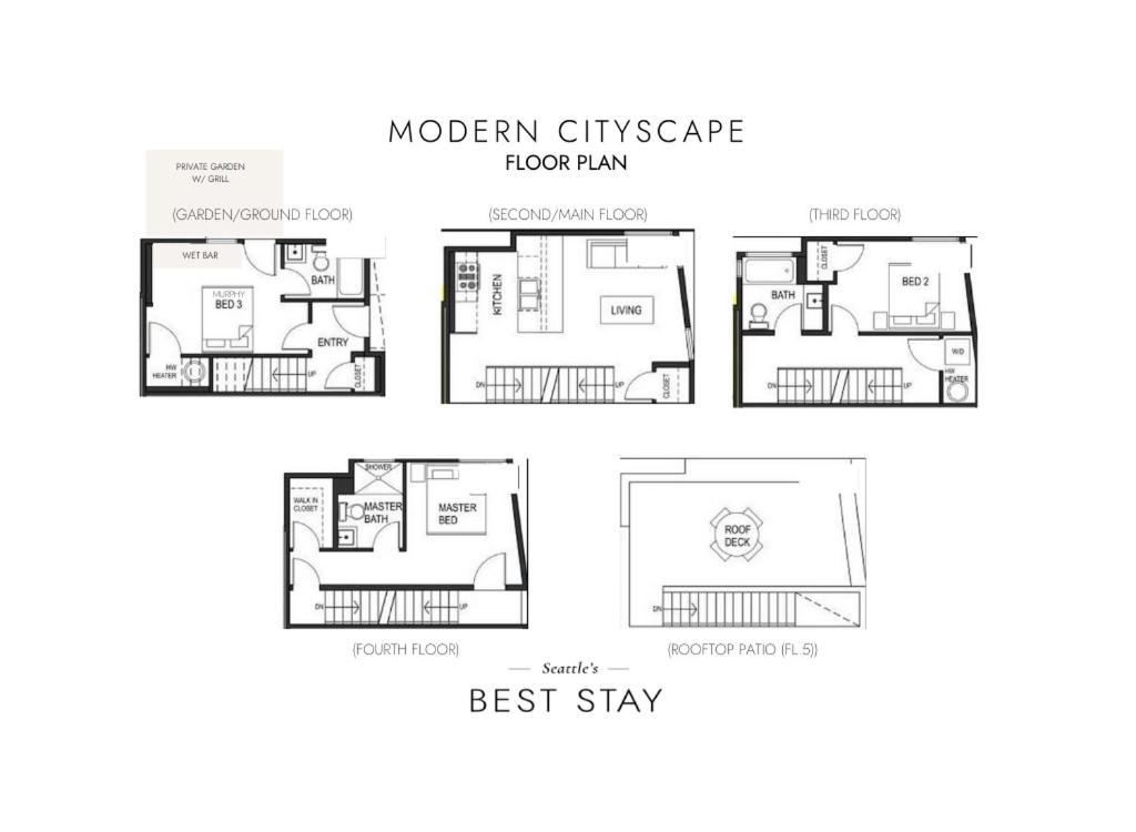 Rooftop Patio With Waterview, Private Garden & Grill 3Br 3Ba- Modern Cityscape ซีแอตเทิล ภายนอก รูปภาพ
